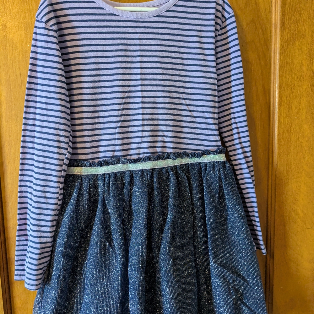 Striped Long Sleeve Dress with Sparkly Skirt
